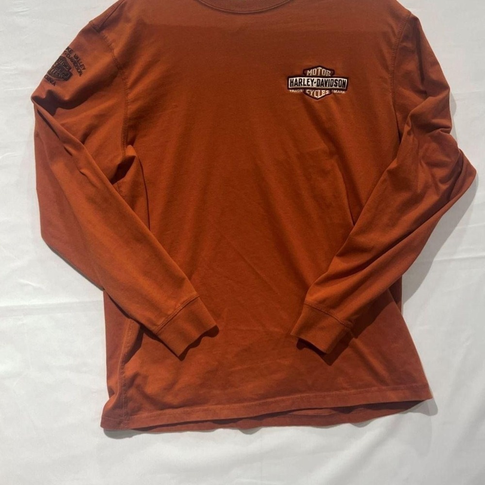 Harley Davidson Graphic Shirt Mens XL Orange Biker Roanoke Valley